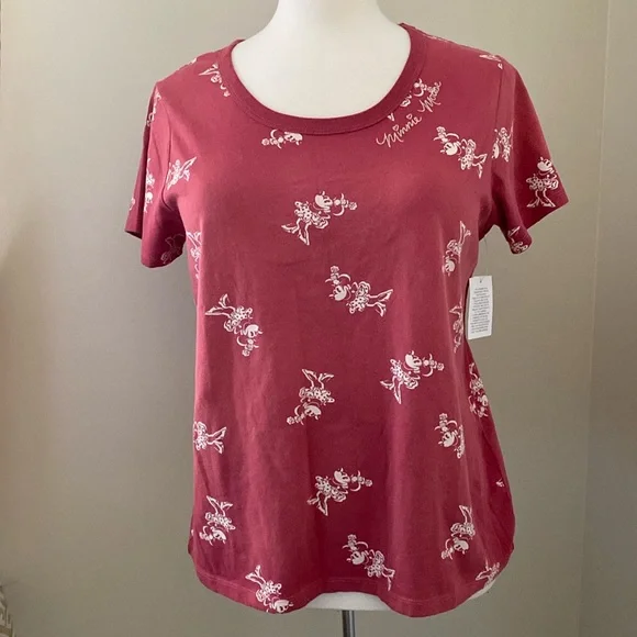 Disney Minnie Mouse Scoop Neck Tee-Shirt T-shirt - Picture 1 of 8